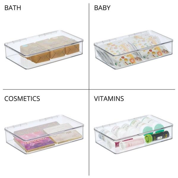 iDesign Plastic Hinged Lid Stackable Bathroom Organizer Bin #7