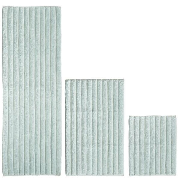 iDesign Water Blue Cotton 3 Piece Spa Mat Rug #1