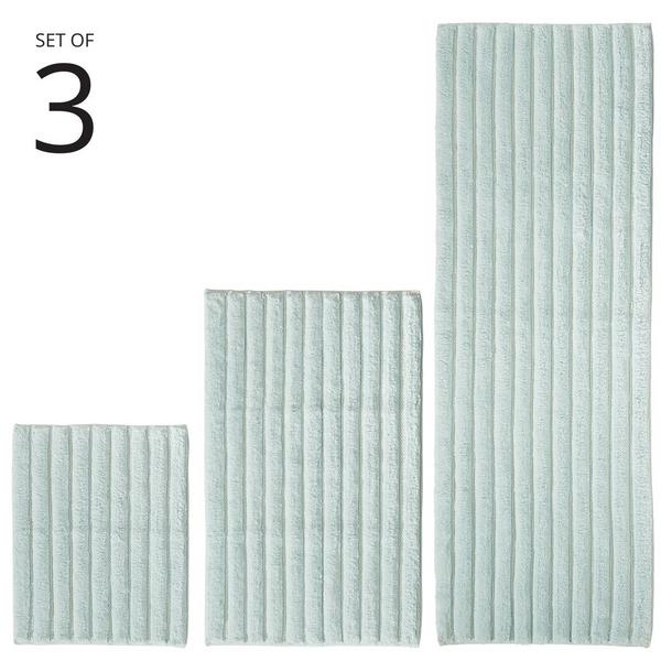 iDesign Water Blue Cotton 3 Piece Spa Mat Rug #2