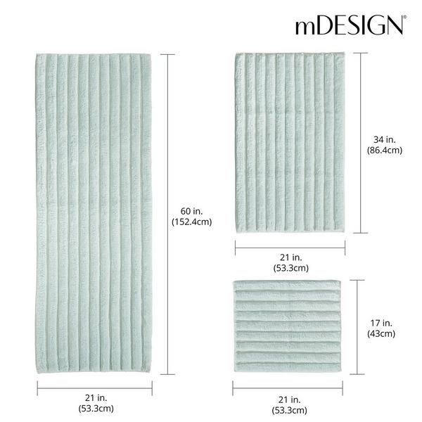 iDesign Water Blue Cotton 3 Piece Spa Mat Rug #3