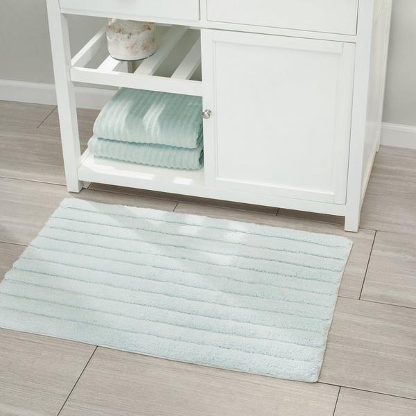 iDesign Water Blue Cotton 3 Piece Spa Mat Rug #6