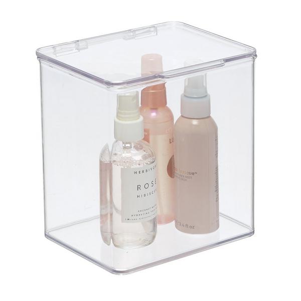 iDesign Plastic Bathroom Stacking Organizer Box with Hinged Lid #5