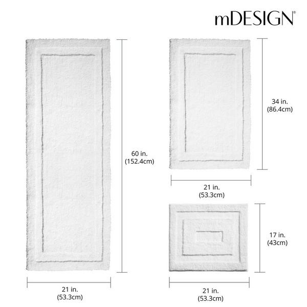 iDesign White 3 Piece Microfiber Bath Mats #3