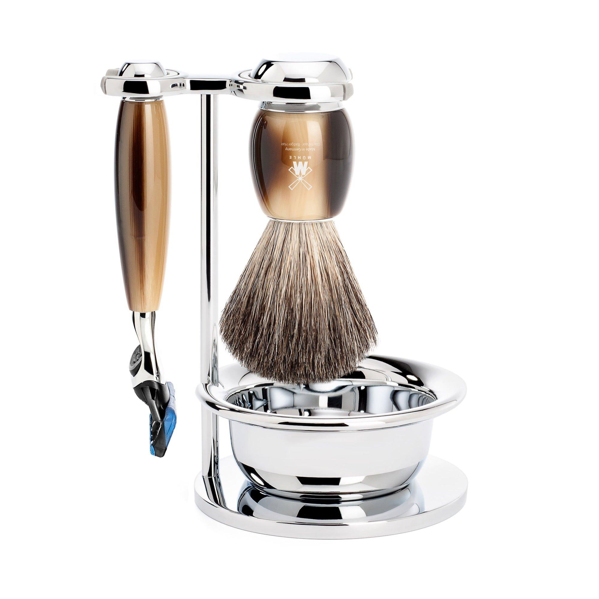 MUHLE Vivo Brown Horn 4-Piece Pure Badger & Fusion Shaving Set #1