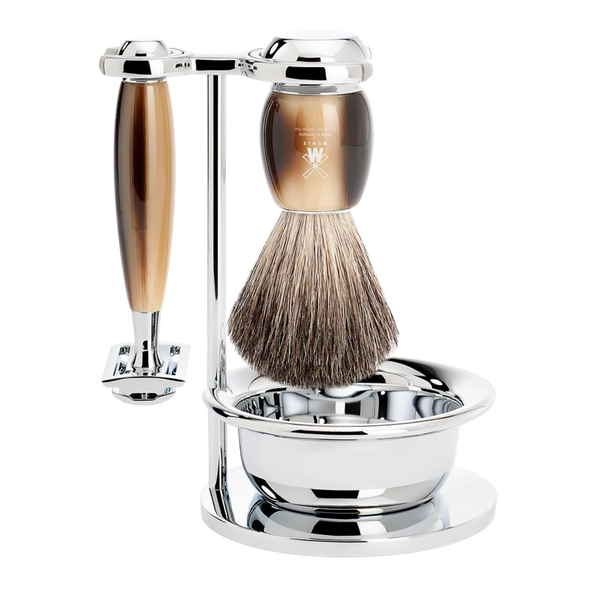 MUHLE Vivo Brown Horn 4-Piece Pure Badger & Safety Razor Shaving Set #1