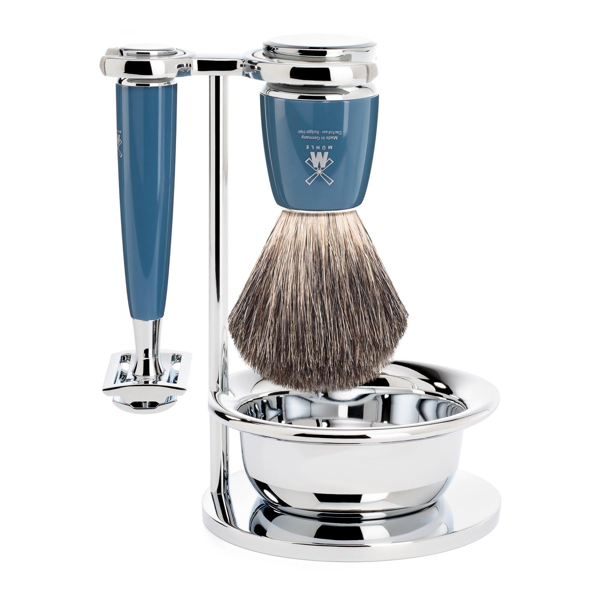 MUHLE Rytmo Petrol Blue 4 Pc. Pure Badger / Safety Razor Shaving Set #1