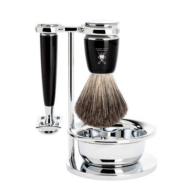 MUHLE Rytmo Black 4-Piece Pure Badger & Safety Razor Shaving Set