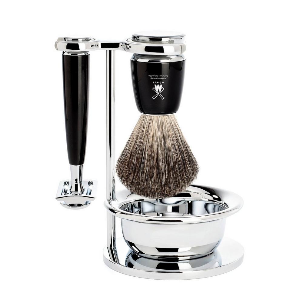 Mühle Rytmo Black 4-piece Pure Badger & Safety Razor Shaving Set