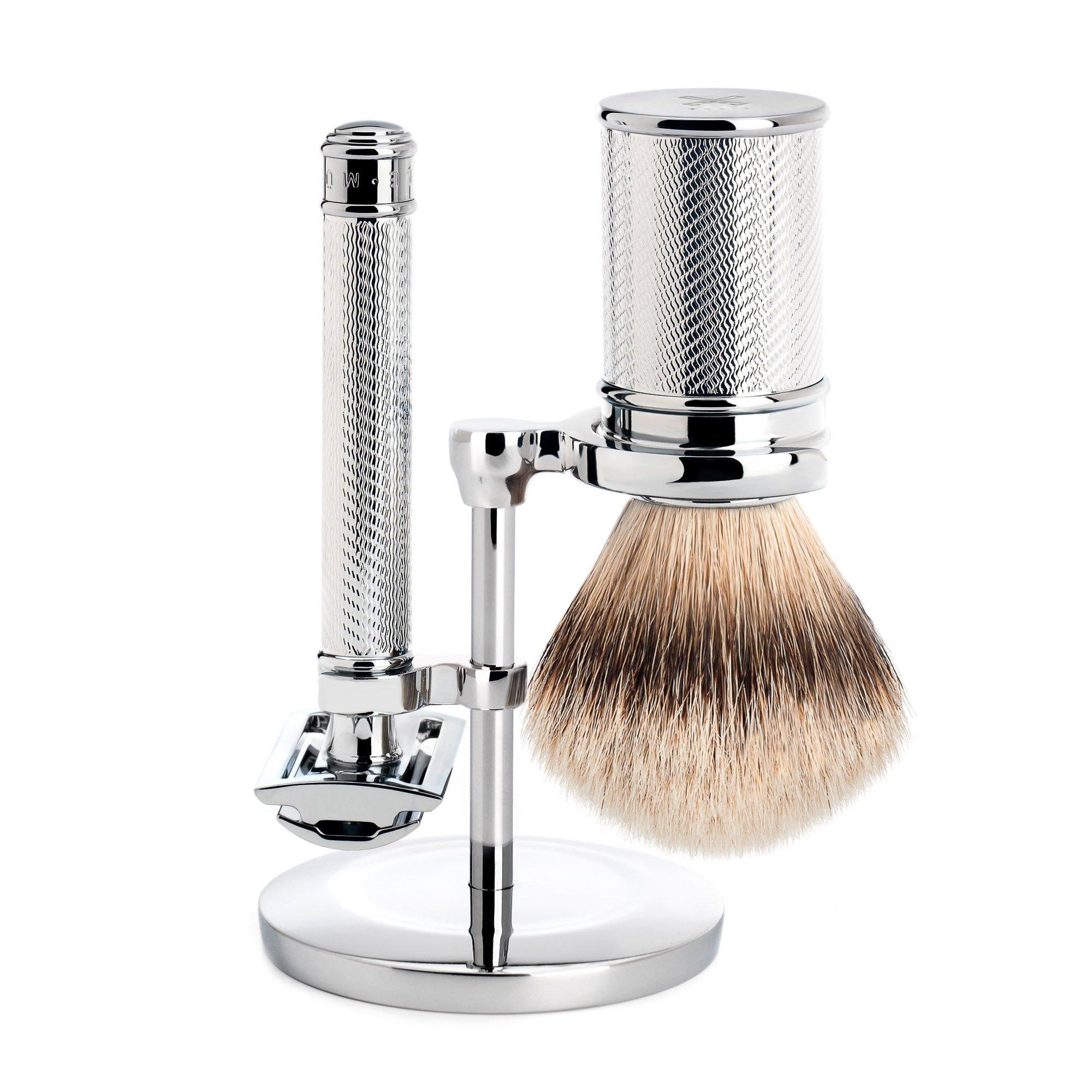 MUHLE Chrome Silvertip Badger & Closed Comb Safety Razor Shaving Set #1