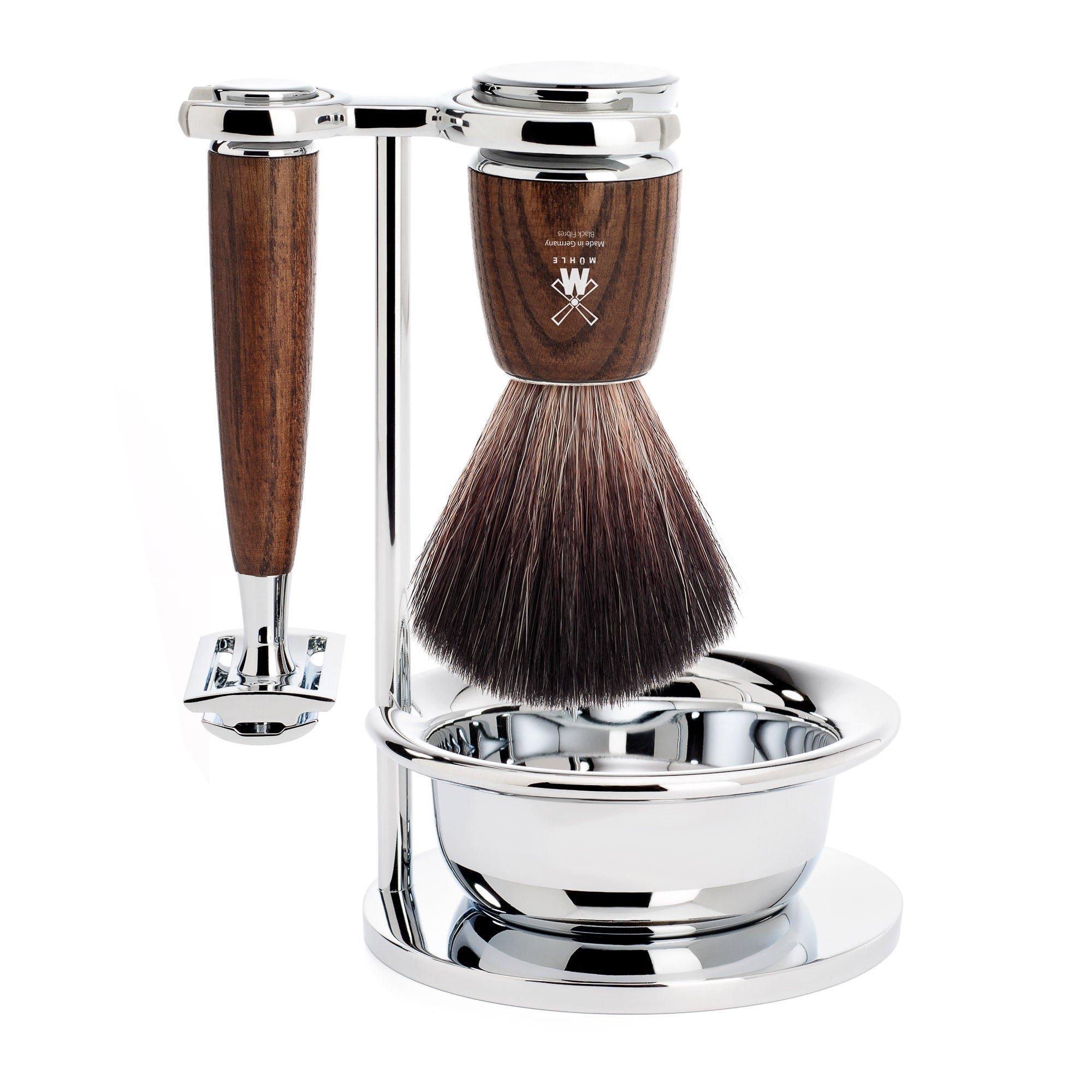 MUHLE Rytmo Steamed Ash 4-Piece Black Fiber & Safety Razor Shaving Set #1
