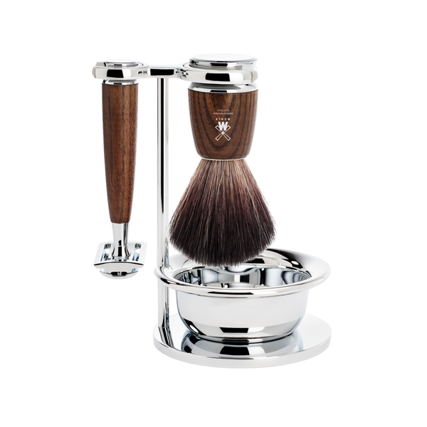 MÜHLE Rytmo Steamed Ash 4-Piece Black Fiber & Safety Razor Shaving Set #1