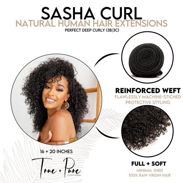 True + Pure Texture Sasha Curl Deep Curly Human Hair Wefts (Bundles) Extensions #7