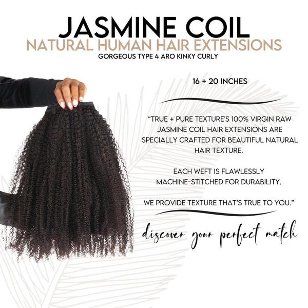 True + Pure Texture Jasmine Coil Afro Kinky Curly Human Hair Wefts (Bundles) Extensions #3
