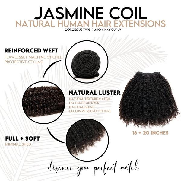 True + Pure Texture Jasmine Coil Afro Kinky Curly Human Hair Wefts (Bundles) Extensions #4