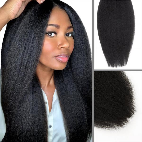 True + Pure Texture Relaxed Natural Blowout Kinky Straight Human Hair Wefts (Bundles) Extensions #2
