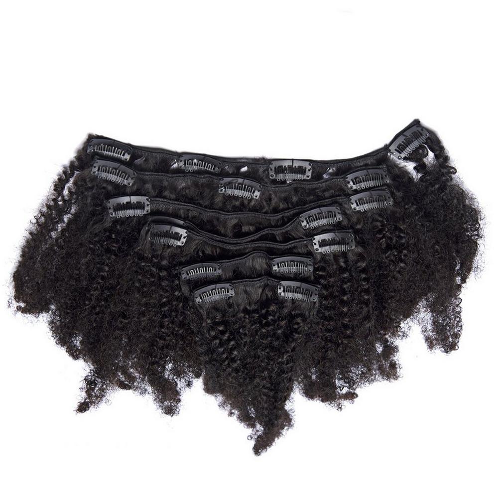 True + Pure Texture Jasmine Coil Afro Kinky Curly Human Hair Clip Ins Extensions - 20"