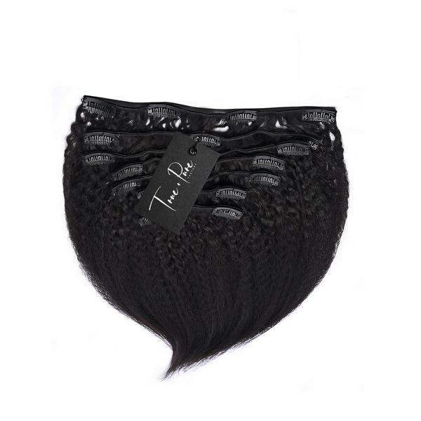 True + Pure Texture Relaxed Natural Blowout Kinky Straight Human Hair Clip Ins Extensions #2