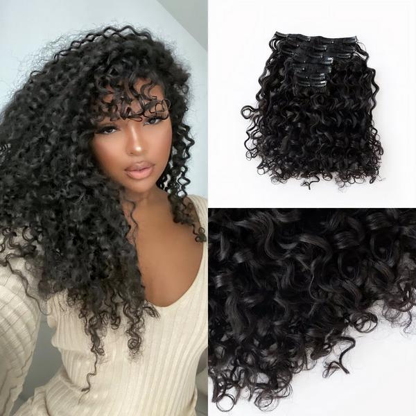 True + Pure Texture Island Curl Deep Wave Curly Human Hair Clip Ins Extensions #2