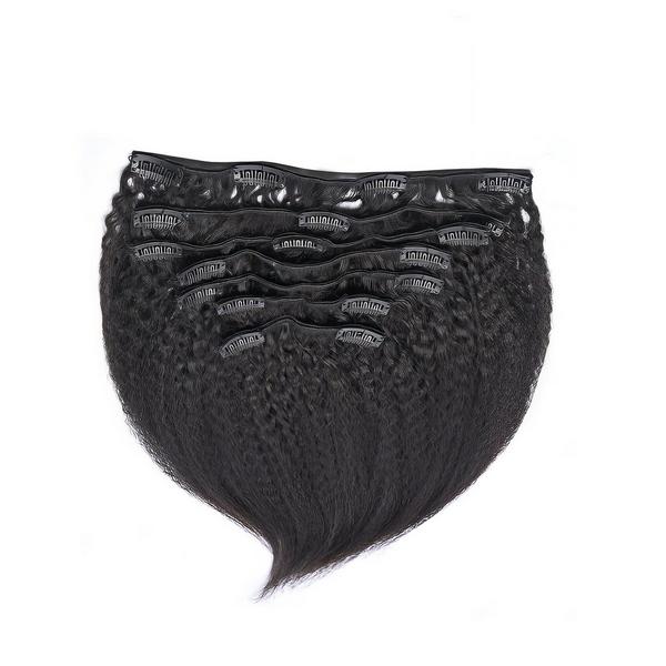 True + Pure Texture Relaxed Natural Blowout Kinky Straight Human Hair Clip Ins Extensions #1