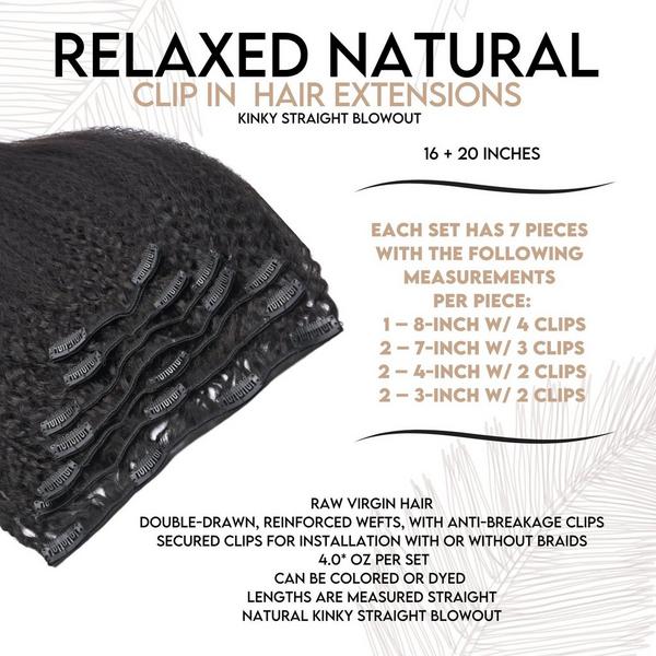 True + Pure Texture Relaxed Natural Blowout Kinky Straight Human Hair Clip Ins Extensions #5