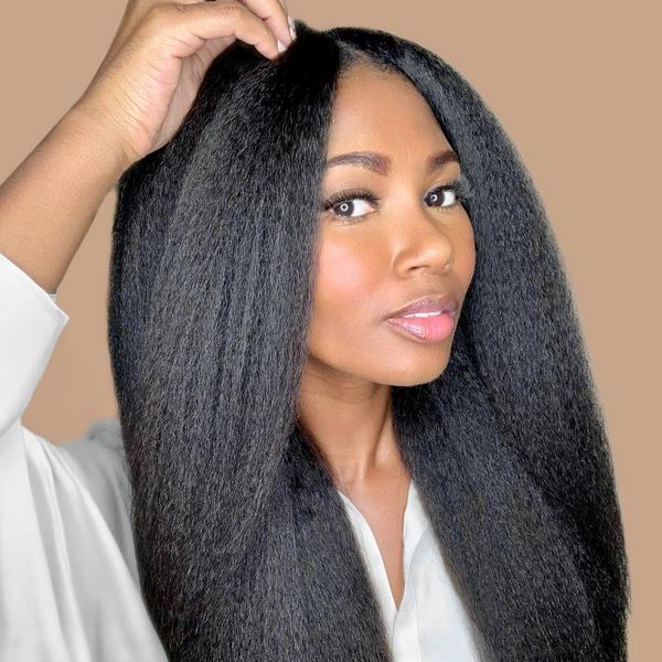 True + Pure Texture Relaxed Natural Blowout Kinky Straight Human Hair Clip Ins Extensions #7