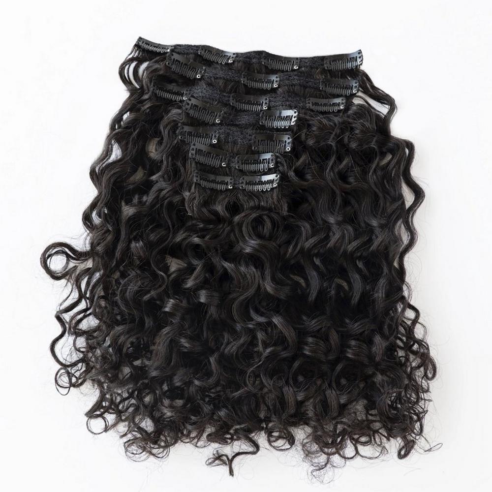 True + Pure Texture Island Curl Deep Wave Curly Human Hair Clip Ins Extensions - 20"