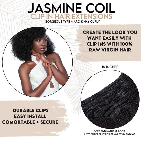 True + Pure Texture Jasmine Coil Afro Kinky Curly Human Hair Clip Ins Extensions #4
