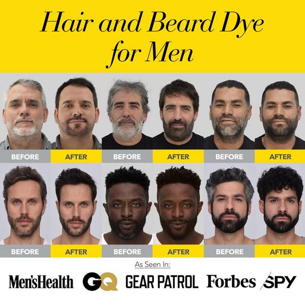 Cleverman All-In-One Beard, Hair & Touch Ups Reusable Dye Kit for Men –Ammonia-Free Gray Coverage #8