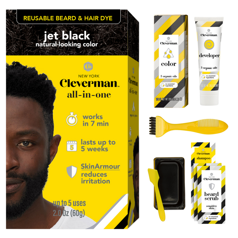 Cleverman - Jet Black Coarse & Coily Hair · Reusable Beard & Hair