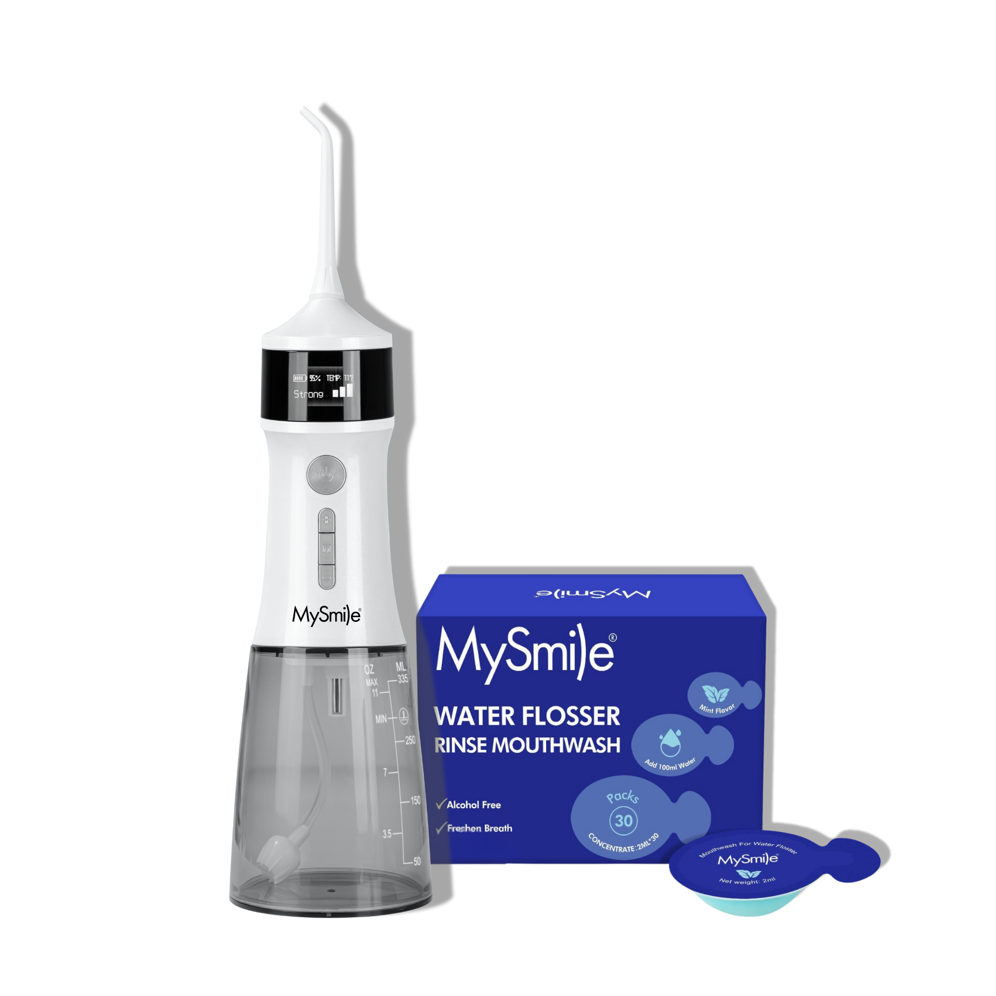 MySmile LP221 Cordless UVC Sterilizable Water Flosser with Mouthwash Pods Bundle #1