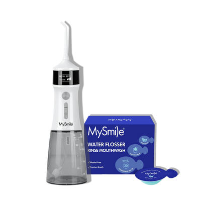 MySmile LP221 Cordless UVC Sterilizable Water Flosser with Mouthwash Pods Bundle