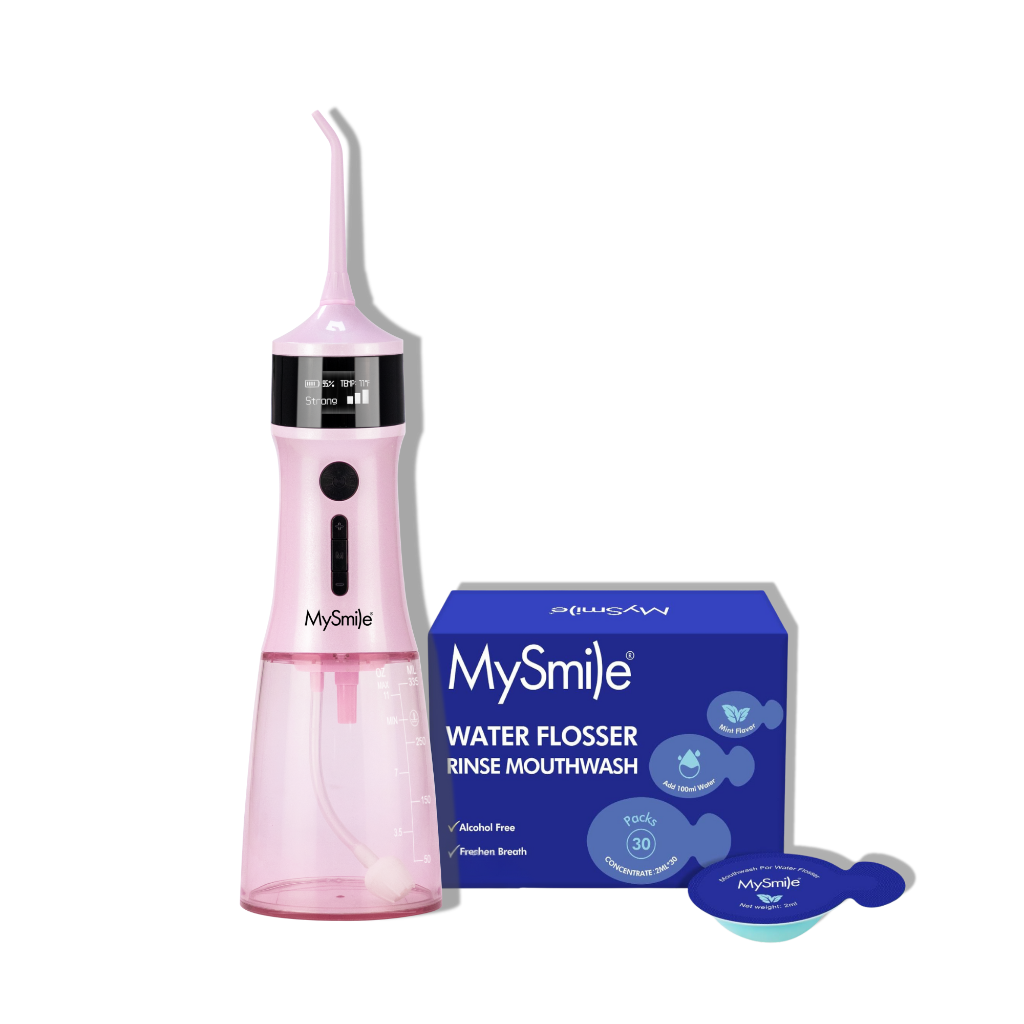 MySmile LP221 Cordless UVC Sterilizable Water Flosser with Mouthwash Pods Bundle #1
