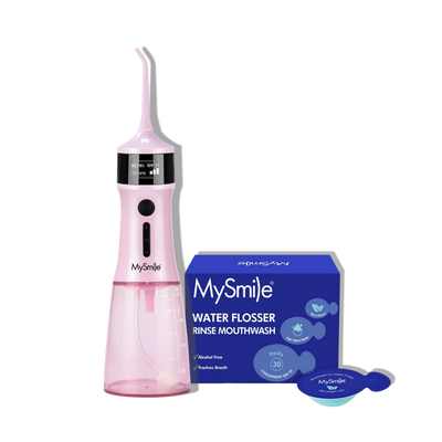 MySmile LP221 Cordless UVC Sterilizable Water Flosser with Mouthwash Pods Bundle