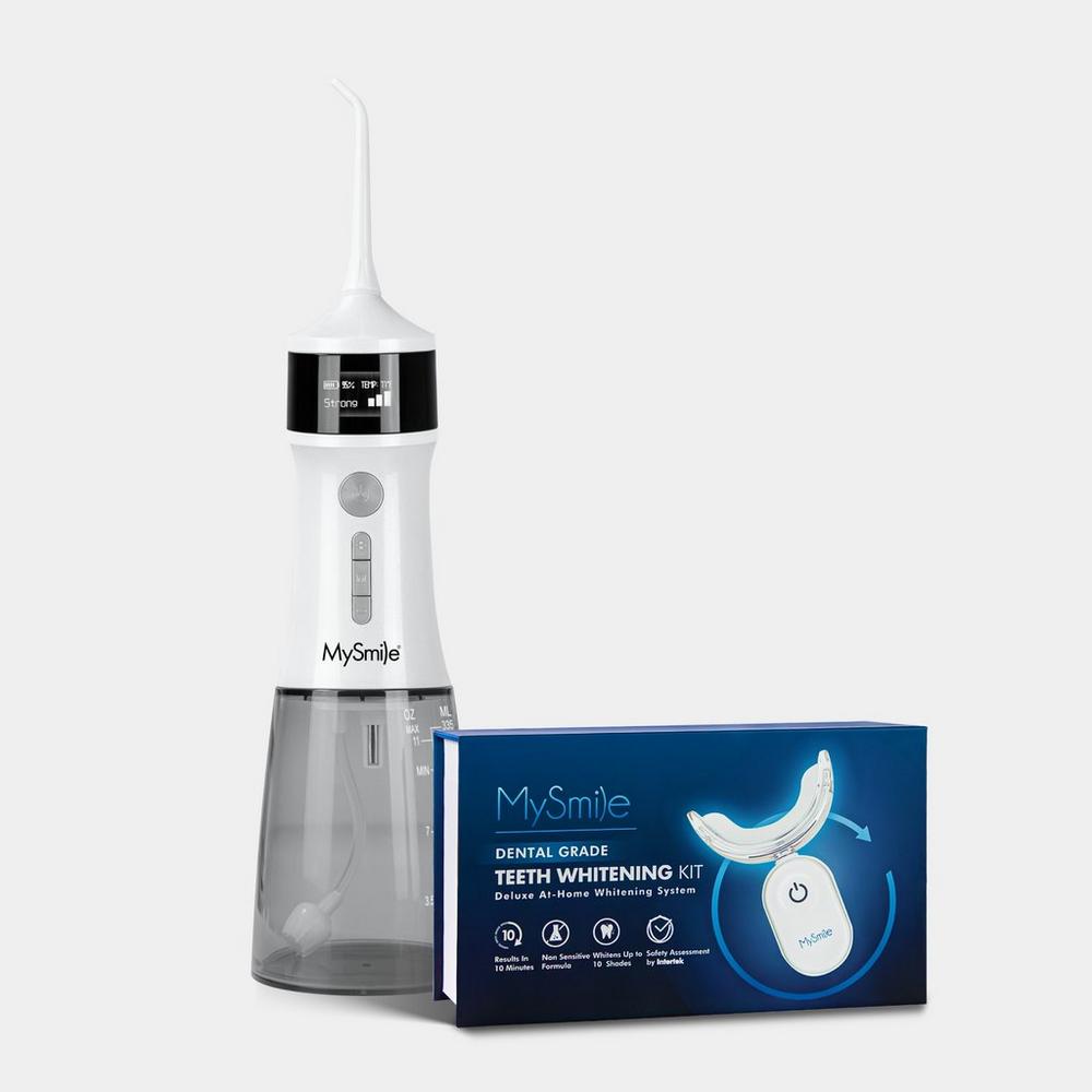 Mysmile Everyday Smile Bundle – Lp221 Uvc Water Flosser And Advanced Teeth Whitening Kit - White