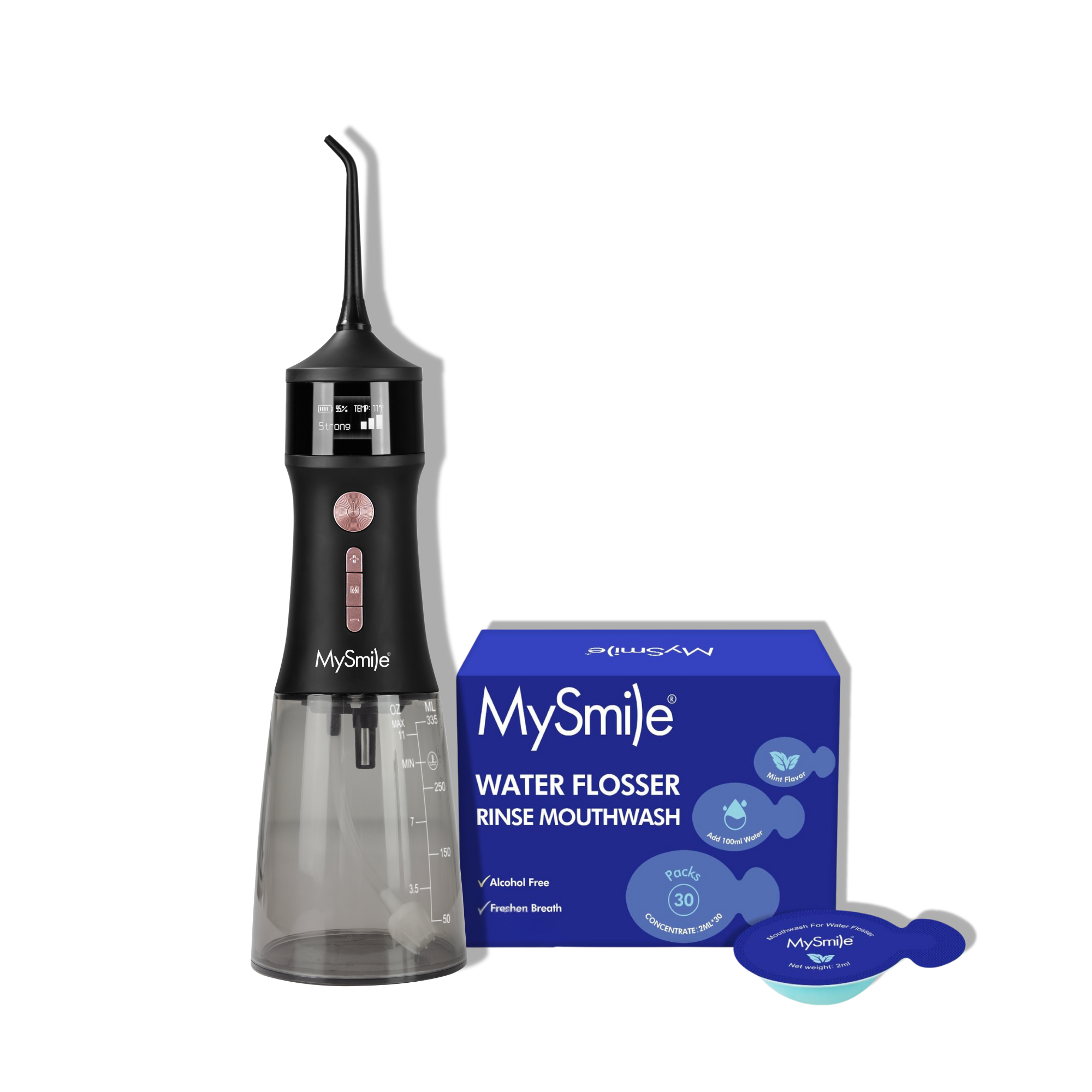 MySmile LP221 Cordless UVC Sterilizable Water Flosser with Mouthwash Pods Bundle #1