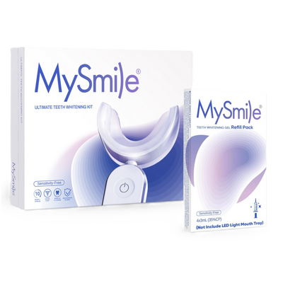 MySmile Ultimate Teeth Whitening Kit with Enamel Strengthening Gel + Extra Gel Refill Pack Bundle