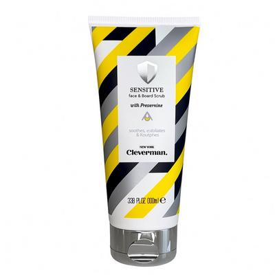 Cleverman Sensitive Face & Beard Scrub for Men - Peppermint-Infused Gentle Exfoliating Cleanser