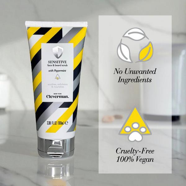 Cleverman Sensitive Face & Beard Scrub for Men - Peppermint-Infused Gentle Exfoliating Cleanser #6