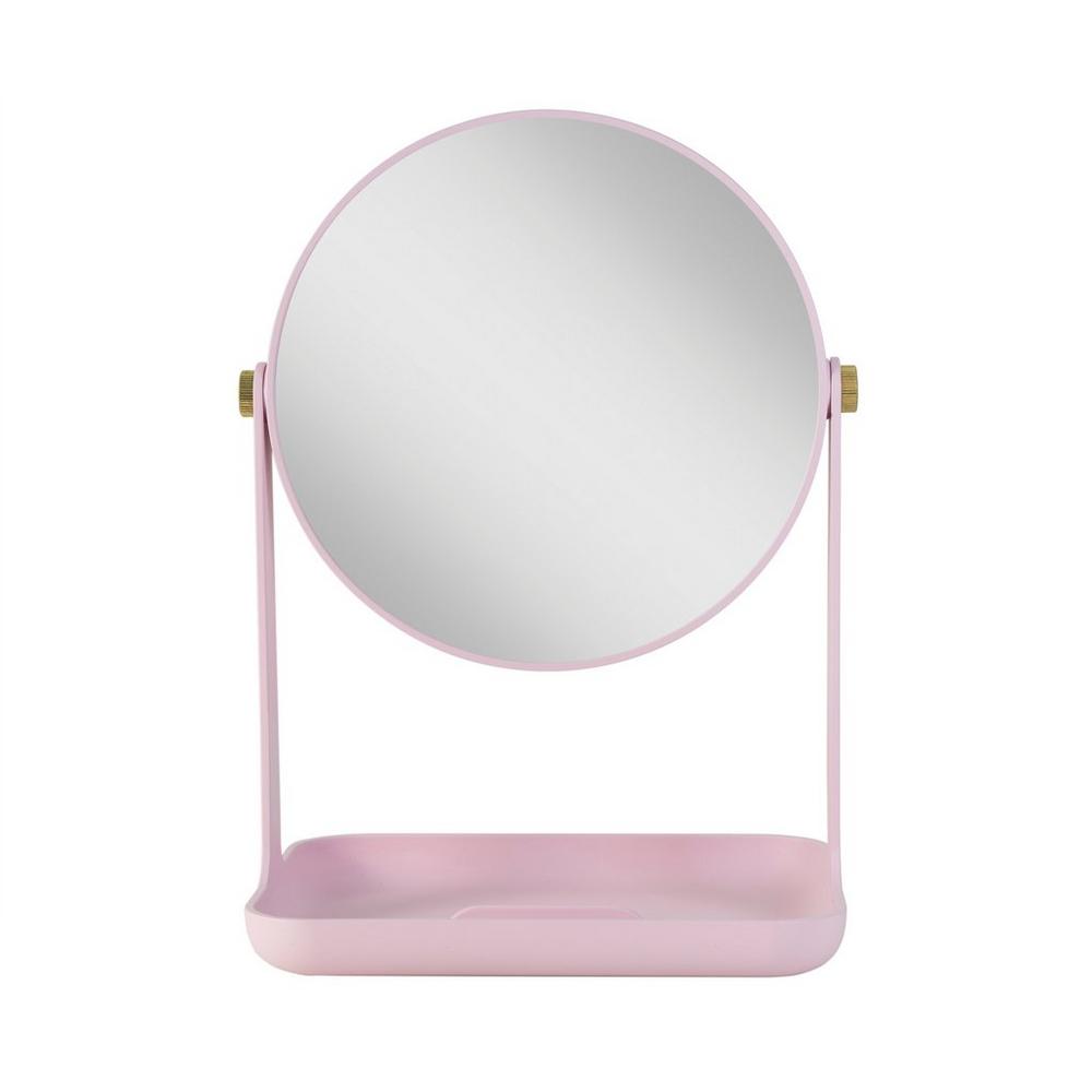 Zadro Makeup Mirror With 5x/1x Magnification, Tray & Phone Holder - Rose Quartz In Pink