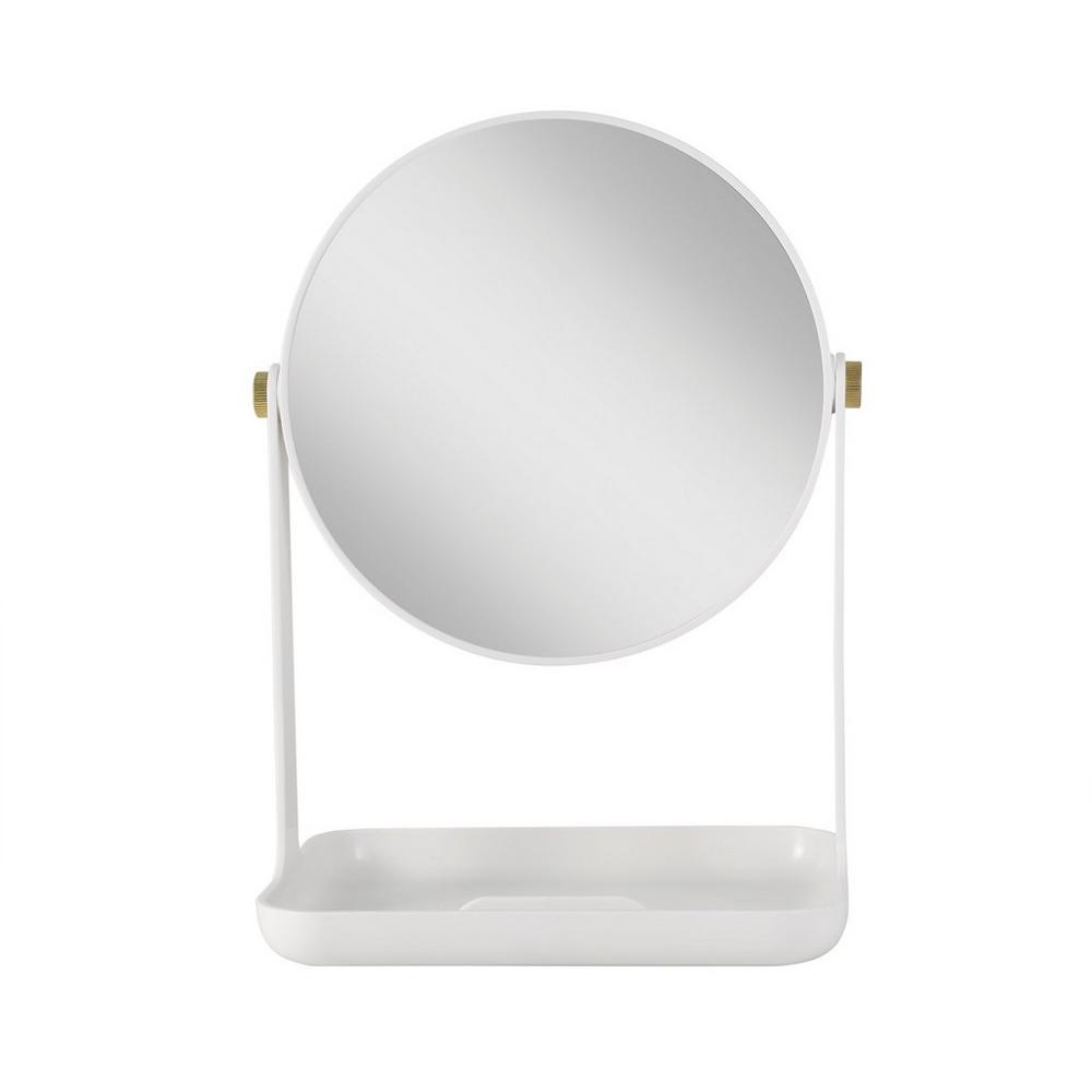 Zadro Makeup Mirror With 5x/1x Magnification, Tray & Phone Holder - White In White