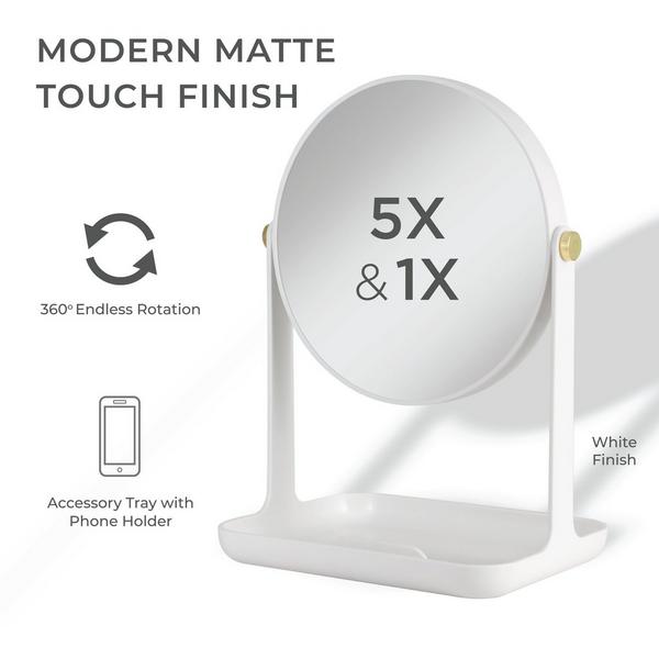 Zadro Makeup Mirror with 5X/1X Magnification, Tray & Phone Holder #2