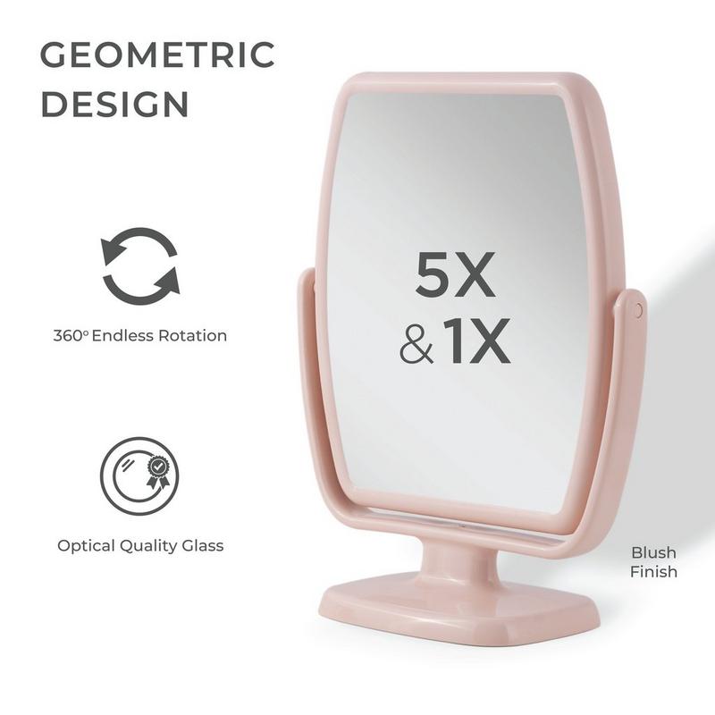 Zadro - Rose Quartz Geometric Makeup Mirror with 5X/1X
