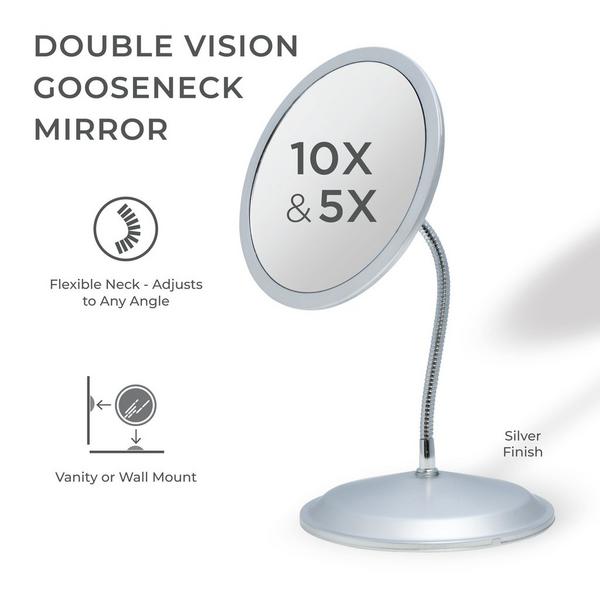 Zadro Gooseneck Wall Mounted Makeup Mirror with 10X/5X #3