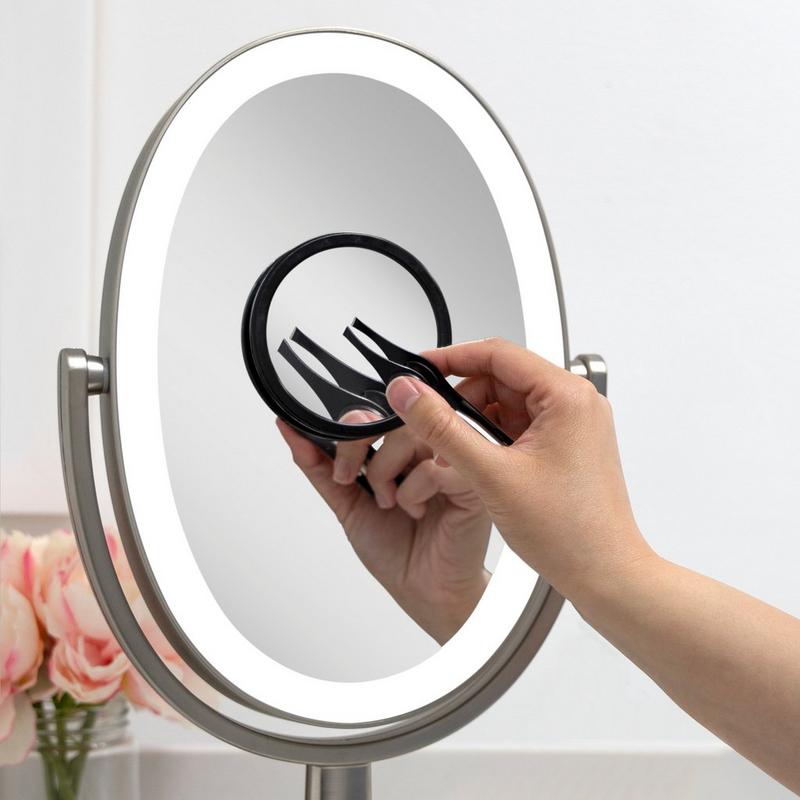Zadro - Black Compact Mirror with 12X Magnification & LED Tweezer