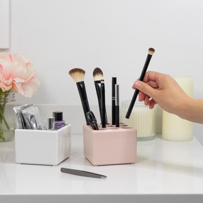 Zadro - Pink / Pink Stackable Makeup Organizer Set - Tray & Brush