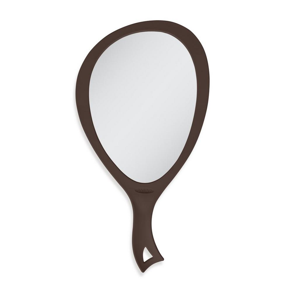 Zadro Large Teardrop Handheld Mirror With Curved Handle - Chocolate In Brown