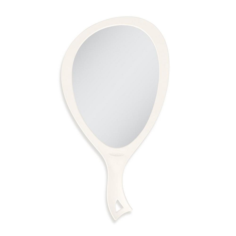 Zadro Large Teardrop Handheld Mirror With Curved Handle - Off White In White