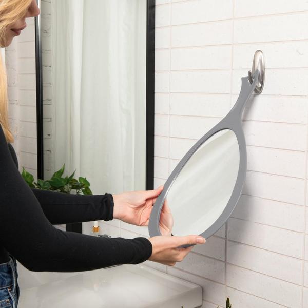 Zadro Large Teardrop Handheld Mirror with Curved Handle #7