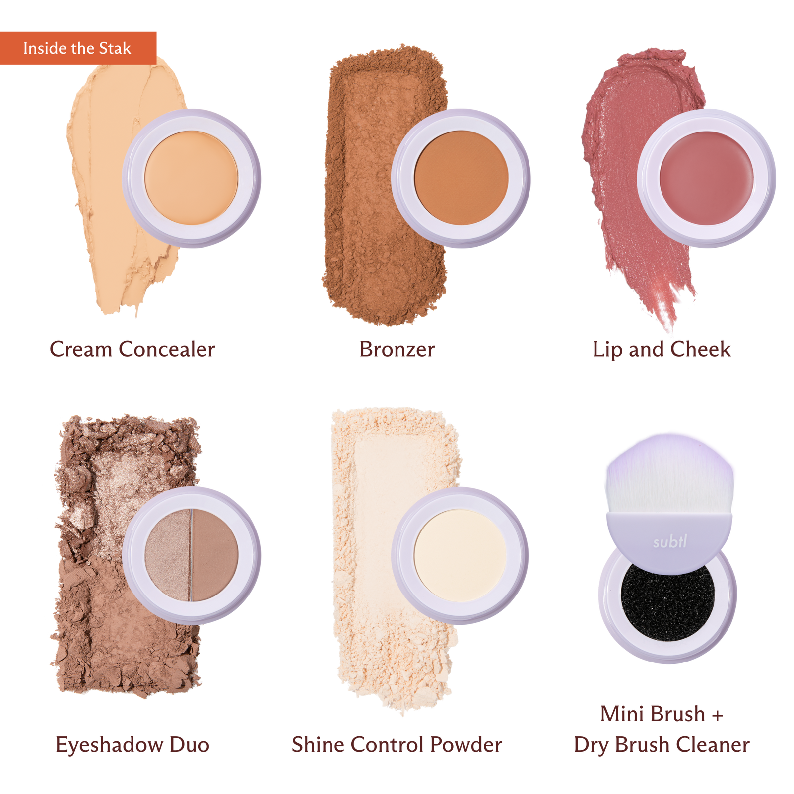 6-in-1 Full Face Makeup Stak with Dual-Ended Face Brush - 012C