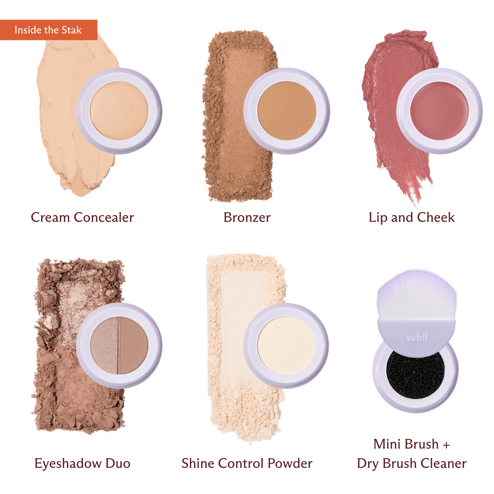 6-in-1 Full Face Makeup Stak with Dual-Ended Face Brush - 007N